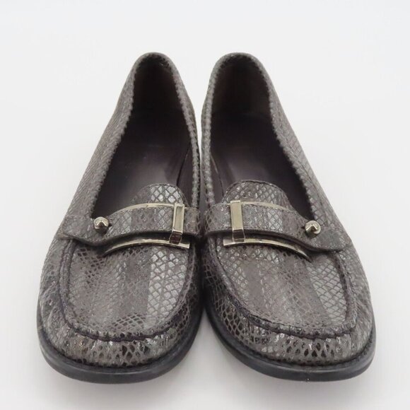 VTG Stuart Weitzman Women 9.5 SS Black Leather Loafers Slip On Shoes Style 19265 - Picture 3 of 13